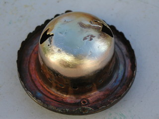 burner shell after cleaning up with dremel